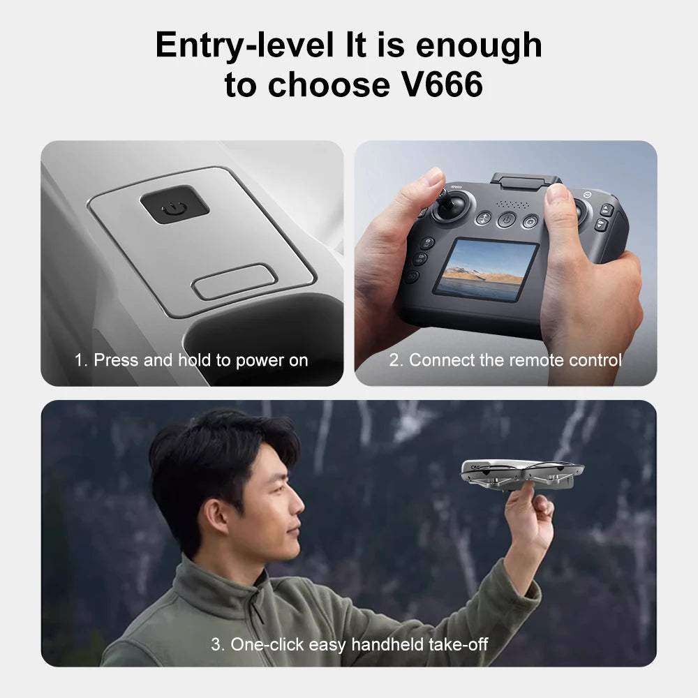 Mini dron profesional Lenovo V666 4K con doble cámara 8K, evitación inteligente de obstáculos, cuadricóptero sin escobillas, juguete RC para niños