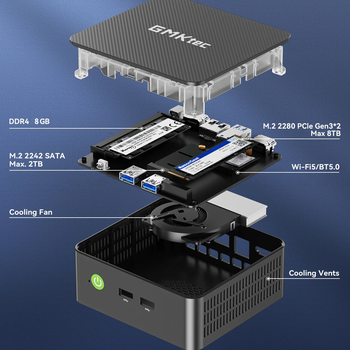GMKtec G3S Mini PC Intel Alder Lake N95 Windows 11 Pro Mini PC 8GB DDR4 128/256GB PCIe M.2 SSD WiFi 5 BT5.0 ordinateur de bureau