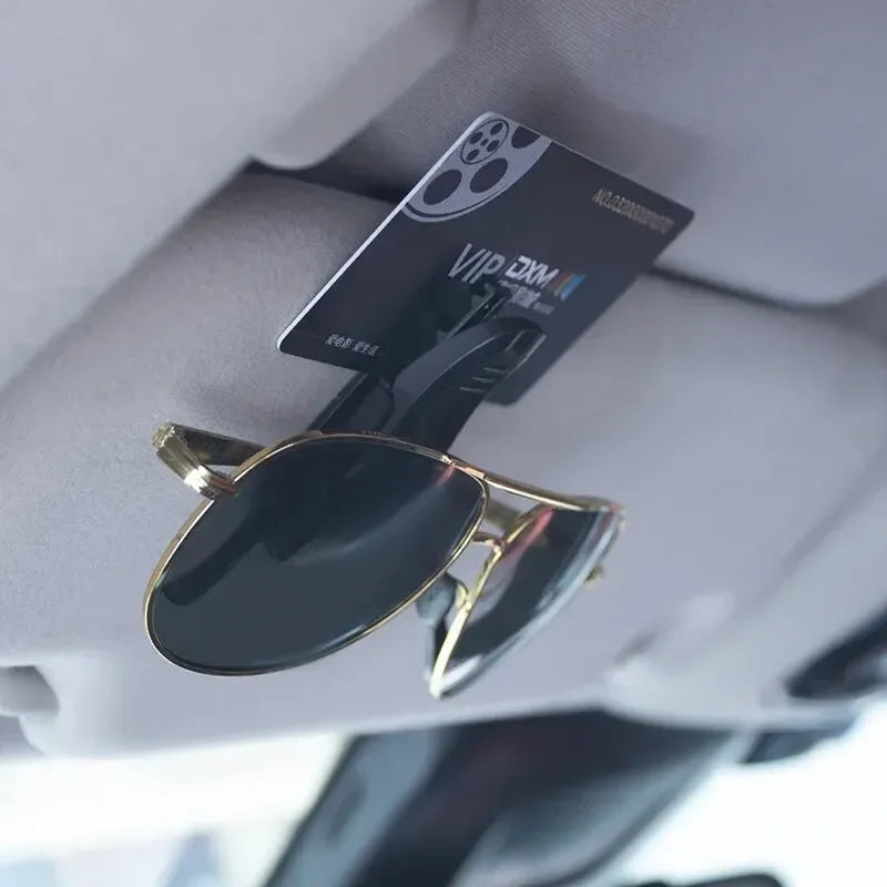2 Pcs Universal Car Sun Visor Glasses Case, Sunglasses Holder Clip, Card Holder, Pen Fastener, Eyeglasses Box
