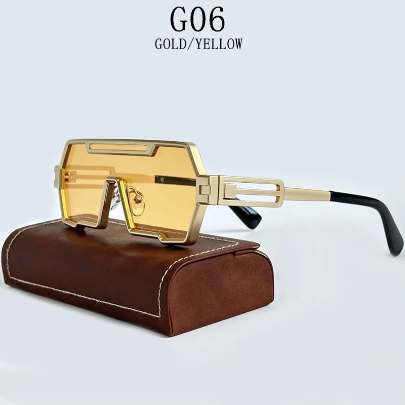Men's Heavy Metal Steampunk Sunglasses Square Vintage Punk Retro Fashion Eyewear Gafas De Sol Hombre Lunette De Soleil Homme