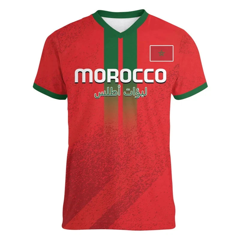 T-Shirt marocain 3D drapeau marocain emblème graphique T-Shirt pour hommes vêtements décontracté chemises à manches courtes unisexe salle de sport Fitness V hauts