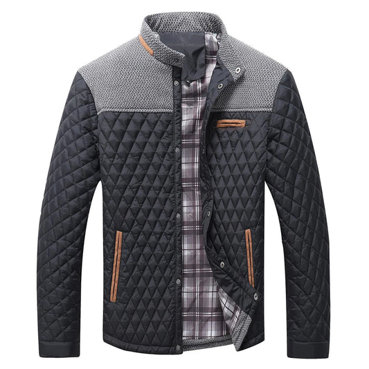 Veste bomber pour hommes — manteau décontracté, diamant matelassé, bouffant, léger, boutonné, taille américaine