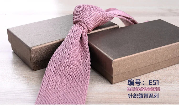 Men's Casual British Style Retro Striped Knitted Ties Formal Business Navy Red Brown Handmade Ties Tuxedo Neckties