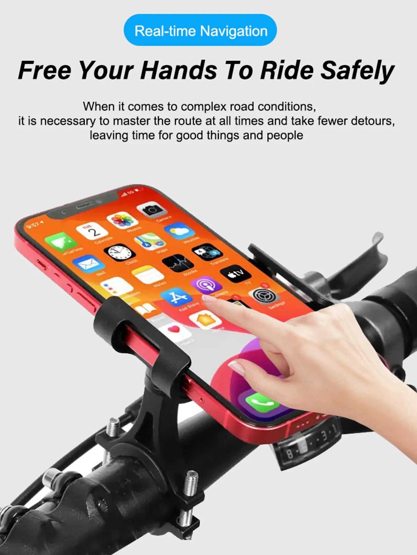 Support de téléphone de vélo en alliage d'aluminium, support antidérapant en métal pour moto, Clip GPS universel pour vélo