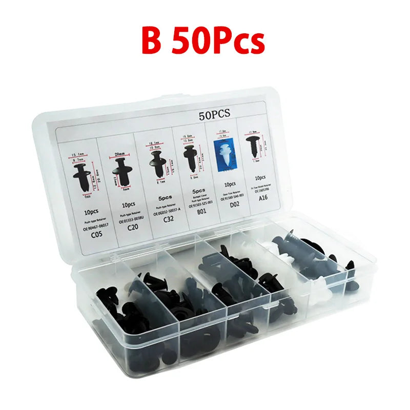 Kit de sujeción para panel de guarnecido de puerta de parachoques de coche, clip de sujeción automático mixto, empujador de carrocería, retenedor, pasador, remache, clips de coche, embalaje en caja o bolsa