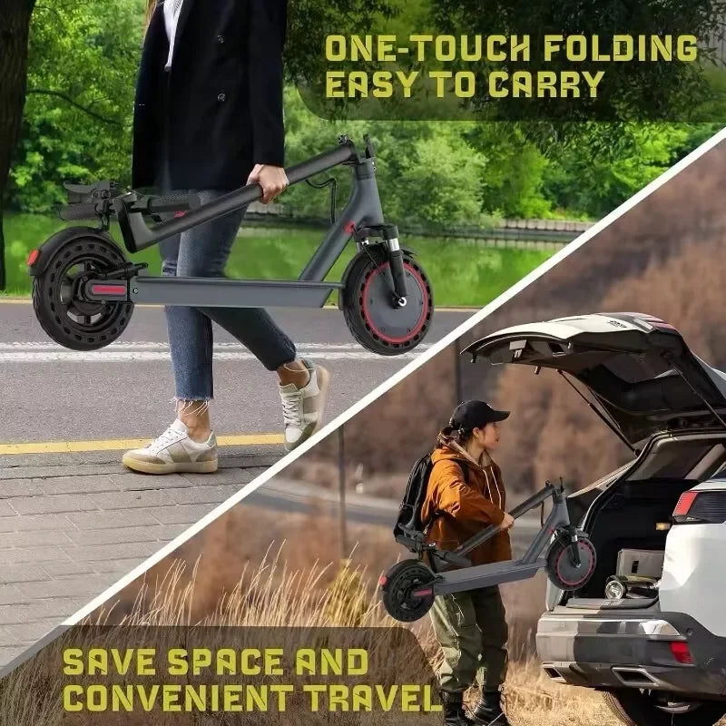 Patinete eléctrico AOVOPRO TMAX de 10 pulgadas 500 W 35 km/h para adultos con APP, inteligente, amortiguador, antideslizante, plegable