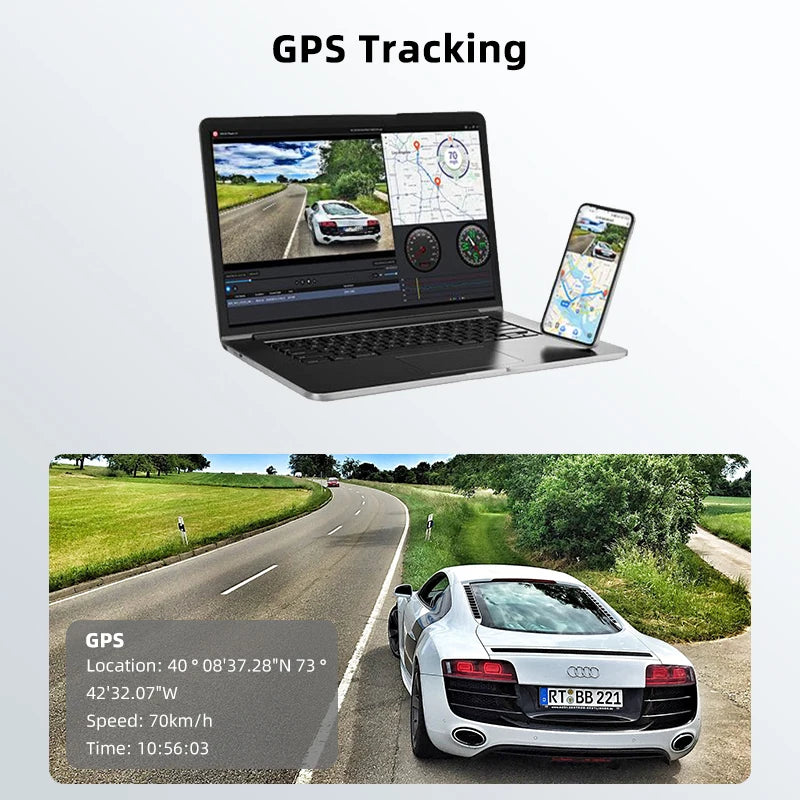 Ultra HD Dash Cam, 4K Loop Recording, Optional 24H Parking Monitoring, 1080P Night Vision, Rear Camera, Supports WiFi App Control