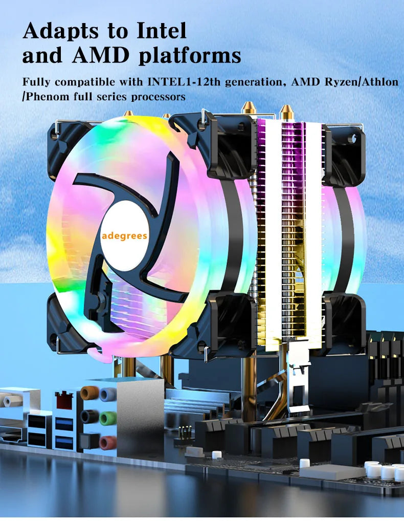 Ventilateur de refroidissement pour processeur Intel, refroidisseur d'air CPU, X79, X99, 3 broches, 4 broches, PWM, LGA 1366, 1151, 1155, 1200, 1700, 2011, AMD, AM3, AM4, AM5