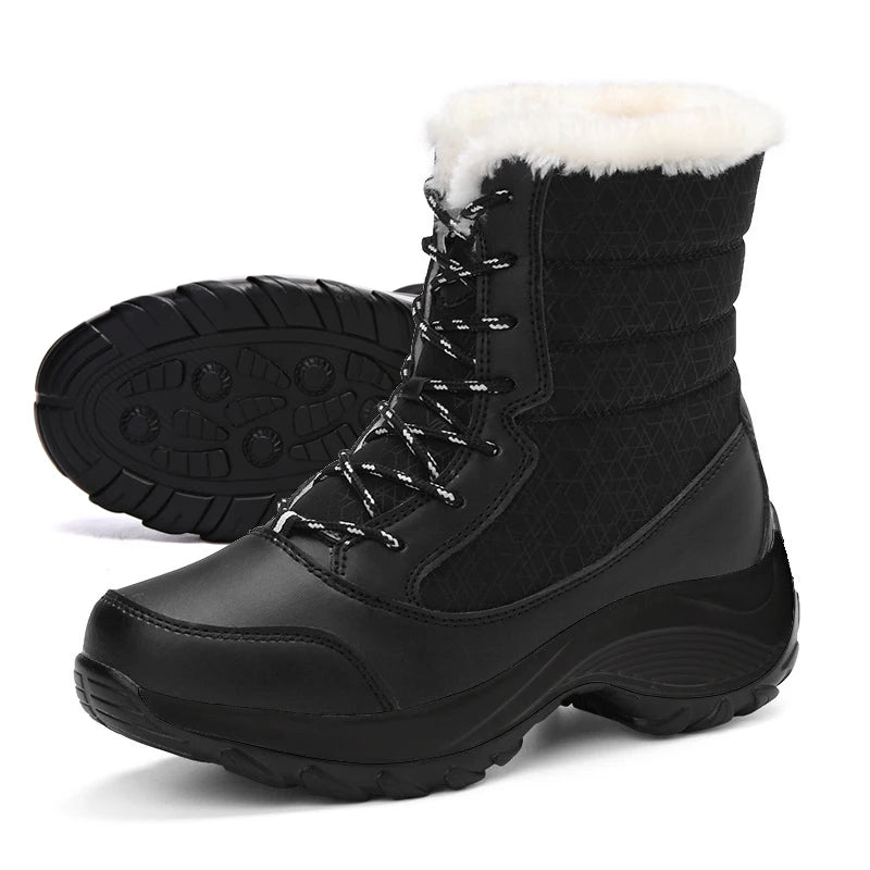 Bottes de Neige Femme à Plateforme Fourrées — Semelle Compensée Imperméable