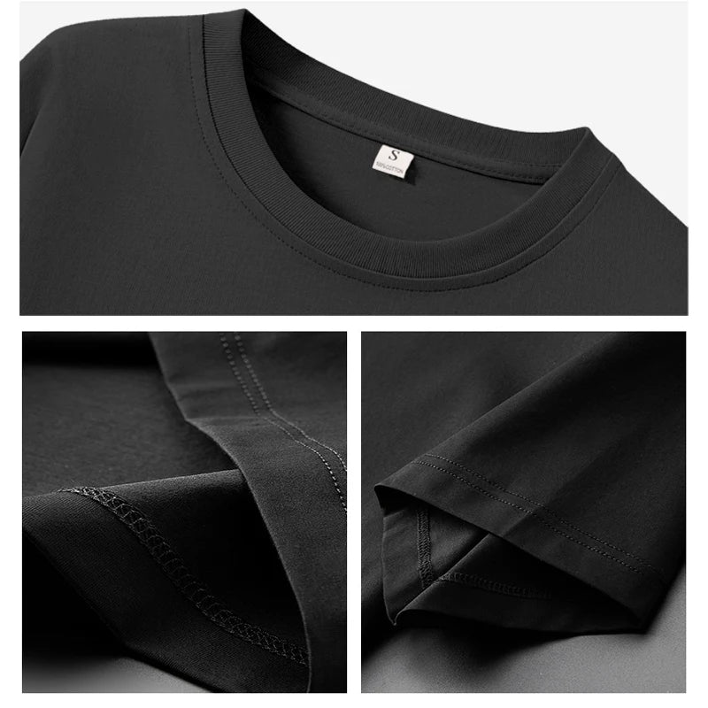 T-shirt en coton manches courtes 220g — Y2K, décontracté, confortable, noir et blanc, col rond, femme