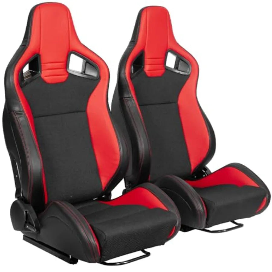 Sièges Course Universels Cuir PVC — Rouge Maille Noire Inclinables Sport Central