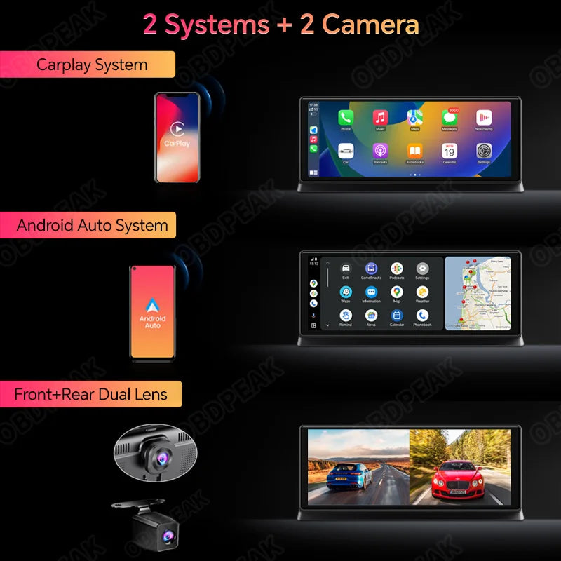K2 Pro Wireless Car Dash Cam, 4K DVR Carplay Android Auto AI Screen, Len Video Recorder for Tourists, GPS Navigation, Prada Dashboard, 11.3 Inches
