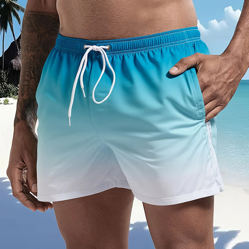 Maillot de bain pour hommes avec doublure en maille poches latérales short de plage solide séchage rapide léger cordon de serrage short de bain maillot de bain d'été