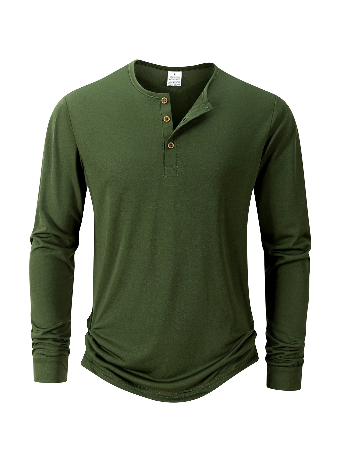 Camiseta Henley de manga larga para hombre, color liso, informal, transpirable, versátil, a la moda, ajustada, otoño