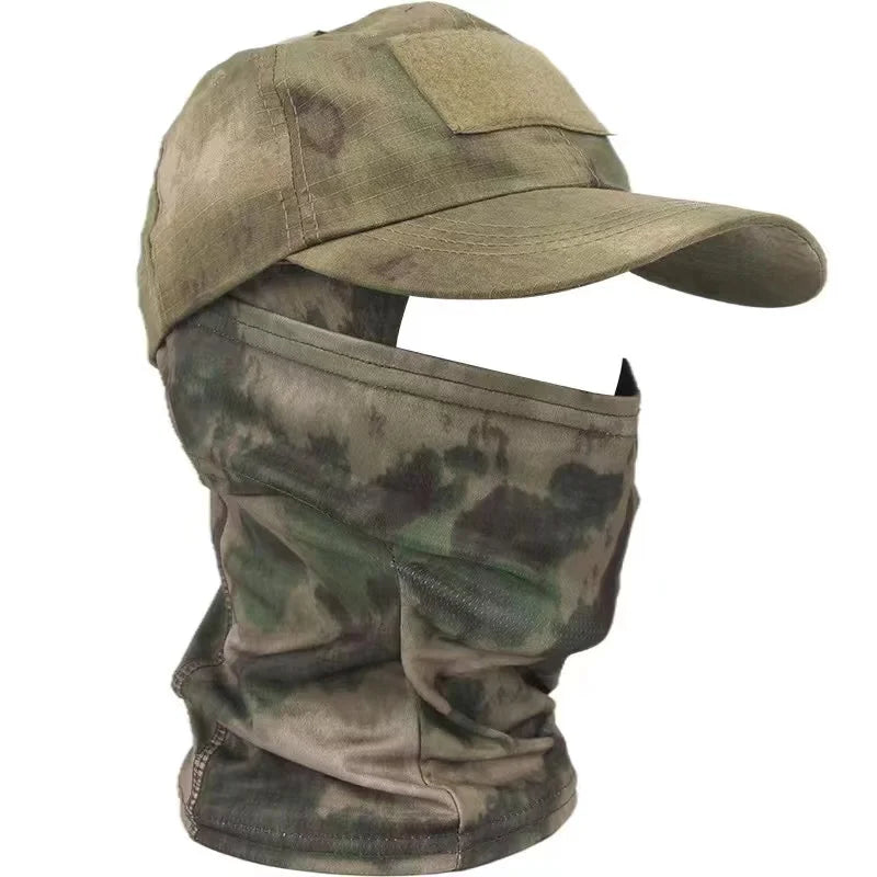 Casquette de baseball tactique camouflage, pour la pêche en plein air, la randonnée, la chasse, les sports, protection solaire, respirante, camouflage, cagoule, demi-masque de ski