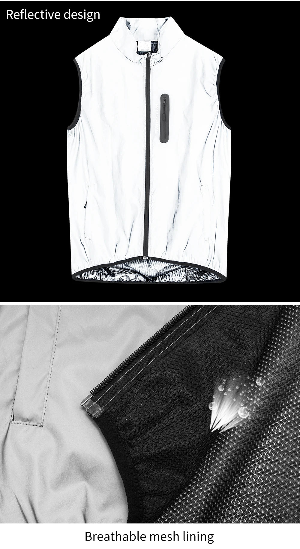 Gilet de cyclisme haute visibilité coupe-vent — VTT, sans manches, automne, route