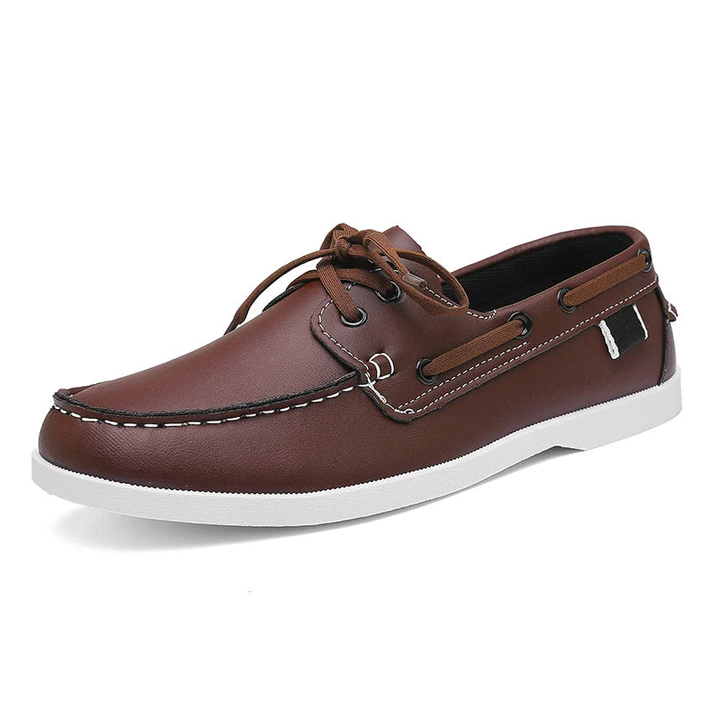 Mocassins Homme Cuir PU Sans Lacet — Chaussures Bateau Confortables & Polyvalentes