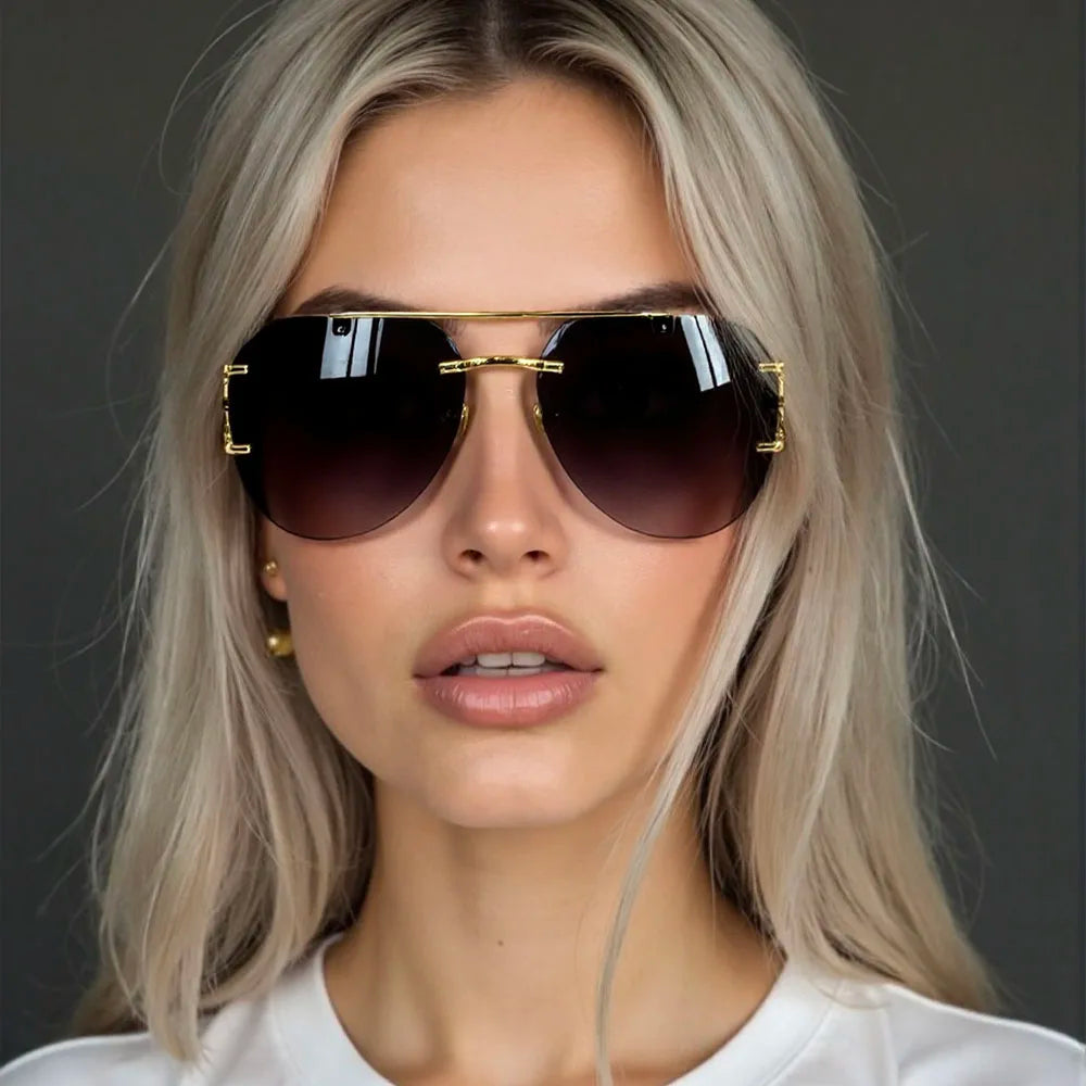Lunettes de soleil femmes sans monture ovale — mode, vintage, 2025