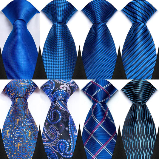 Men's Classic Paisley Striped Tie, 8cm, Jacquard, Luxury, Royal Blue, Accessories, Daily Wear, Wedding Party Gift