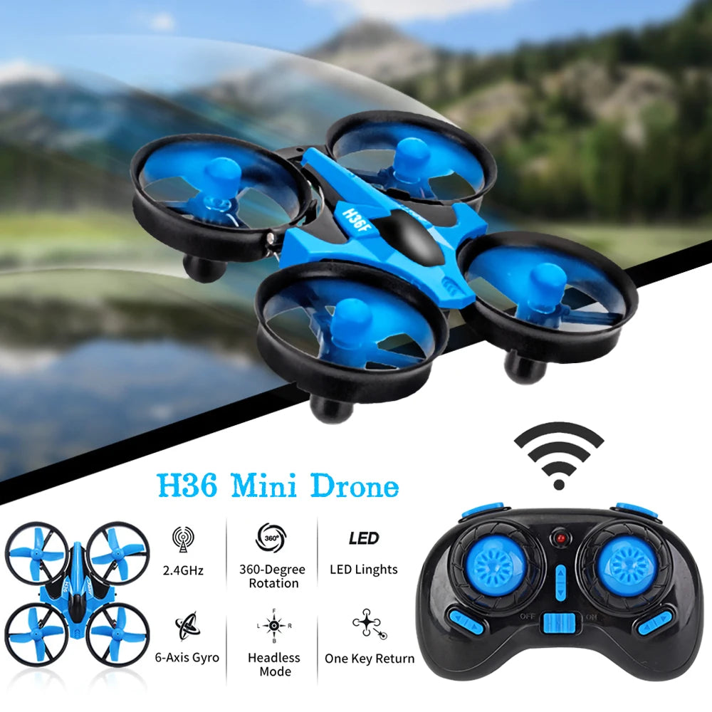 H36 Mini Drone de 6 ejes sin cabeza FPV Drones de bolsillo con control remoto Helicóptero avión RC Dron cuadricóptero Juguetes regalo de Navidad para niños