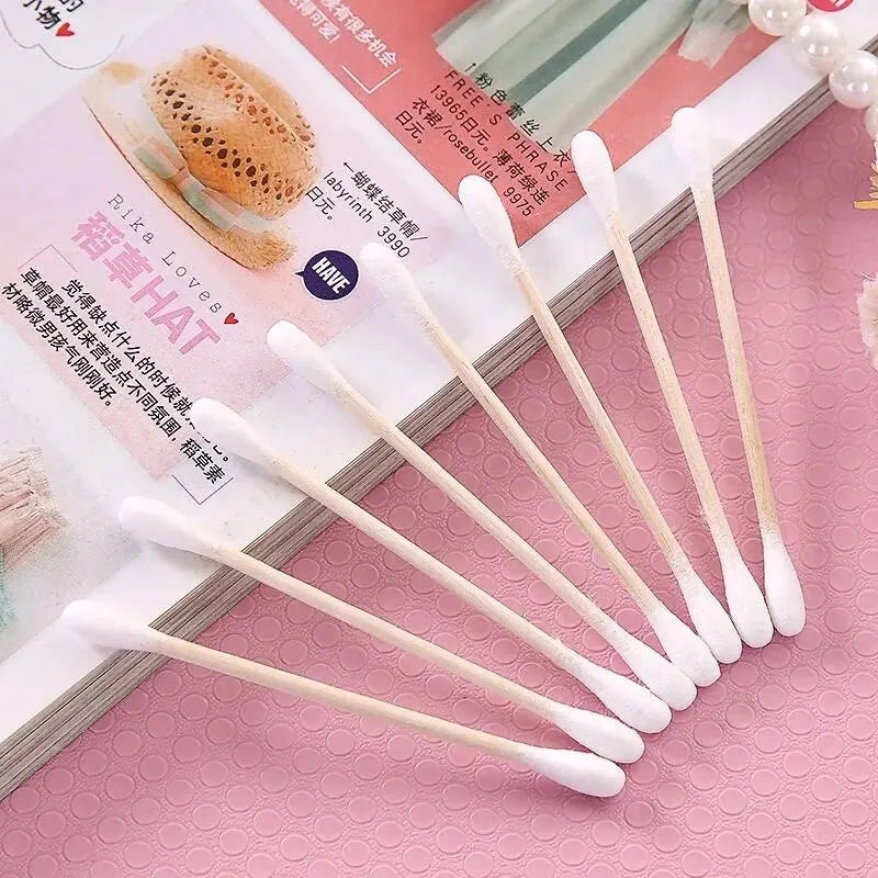 Coton-tige en bois à double tête 500 pièces — outils de maquillage, femmes, nettoyage des oreilles