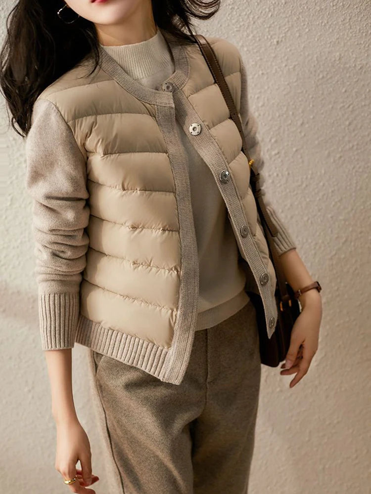 2025 Winter Patchwork Parka Women Down Jacket Ultra-Light Warm Casual Coat Female Oversized Down Outerwear