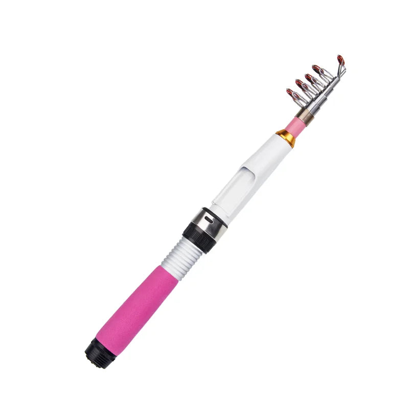DEUKIO – Mini canne à pêche combinée avec canne à pêche télescopique courte et moulinet Spinning, ensemble de poteaux de voyage pour enfants débutants
