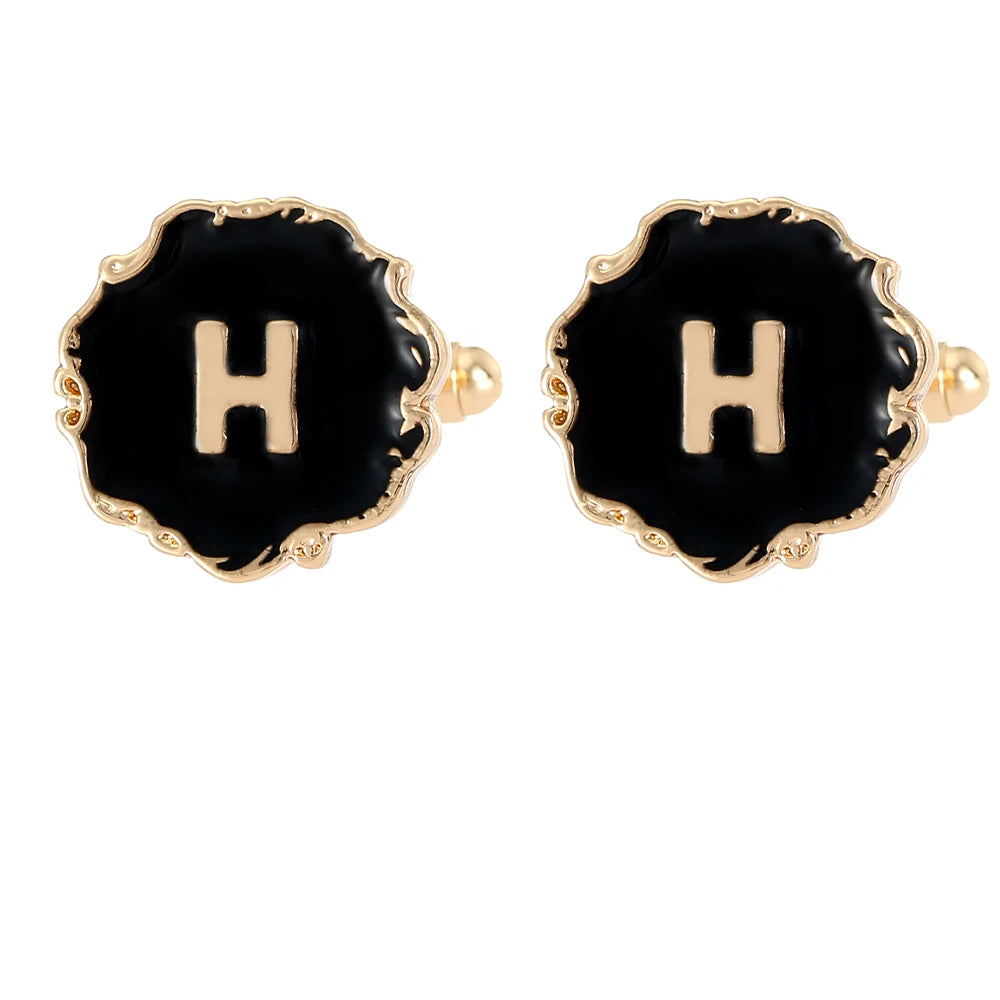 Boutons de manchette classiques pour hommes, 26 lettres initiales de l'alphabet, A B C D E F G H I J K L M N O P Q R S T U, bouton à manches V W X Y Z