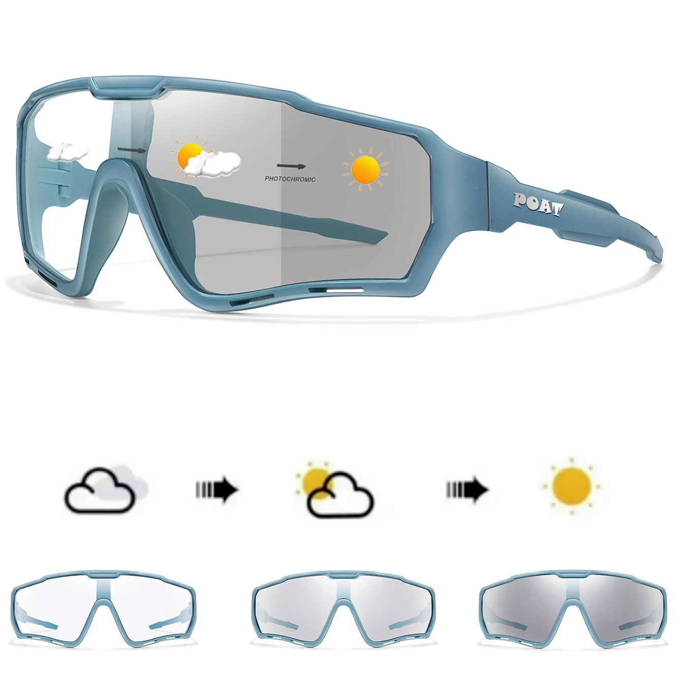 POAT tout nouveau Style lunettes de soleil photochromiques sport hommes femmes vtt vélo lunettes de vélo cyclisme pêche lunettes de course