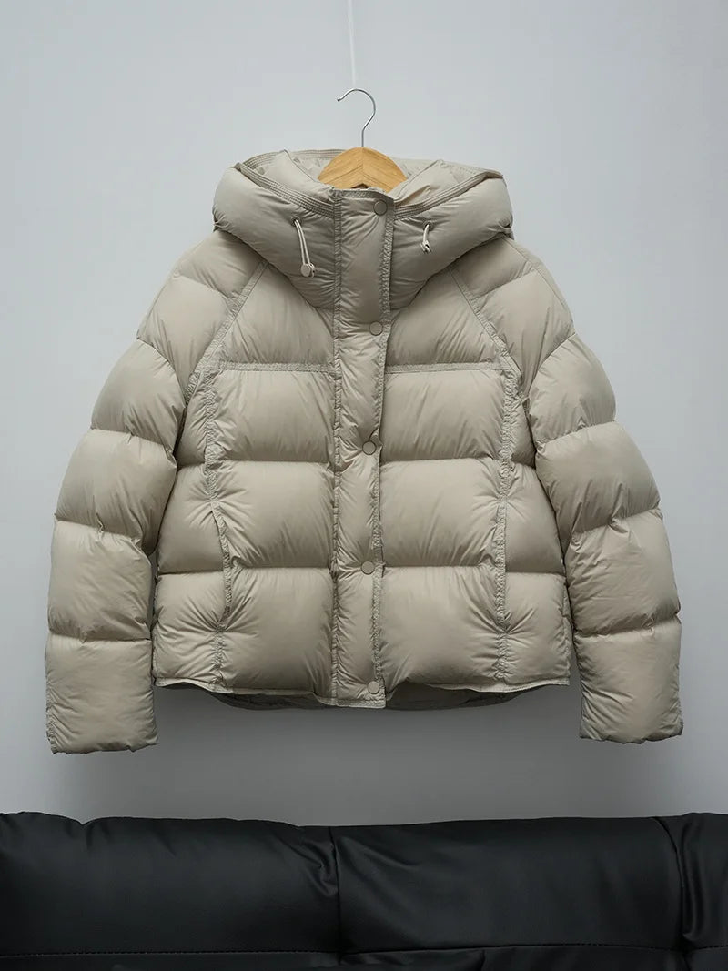 ZAROY Women's Winter Jacket Thicken Warm Hooded Cotton Parkas Korea Solid Versatile Casual Short Coat Snow Outwear