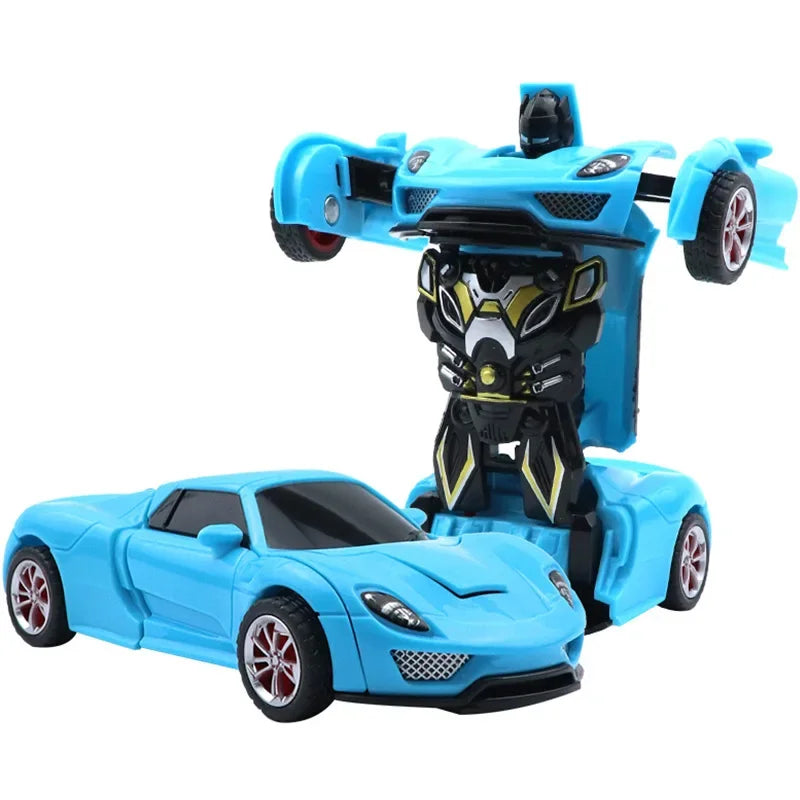 Coche de juguete de cambio de forma de impacto inercial para niños, robot Autobot de cambio de forma con un solo botón, rompecabezas de cambio de forma, colisión