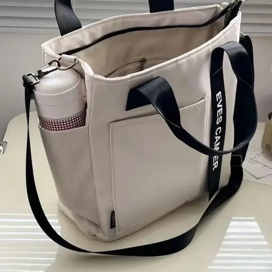 New Casual Tote Large Capacity Waterproof Nylon Shoulder Bag Canvas Handbag Simple Fashion Messenger Bags for Schoolgirl