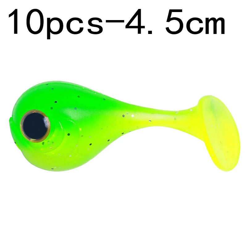Hengjia 10-50pcs/lot 4.5CM Small Soft Silicone T-Tail Worm Swimbait Lure Fishing Tackle for Carp Black-bass Pike