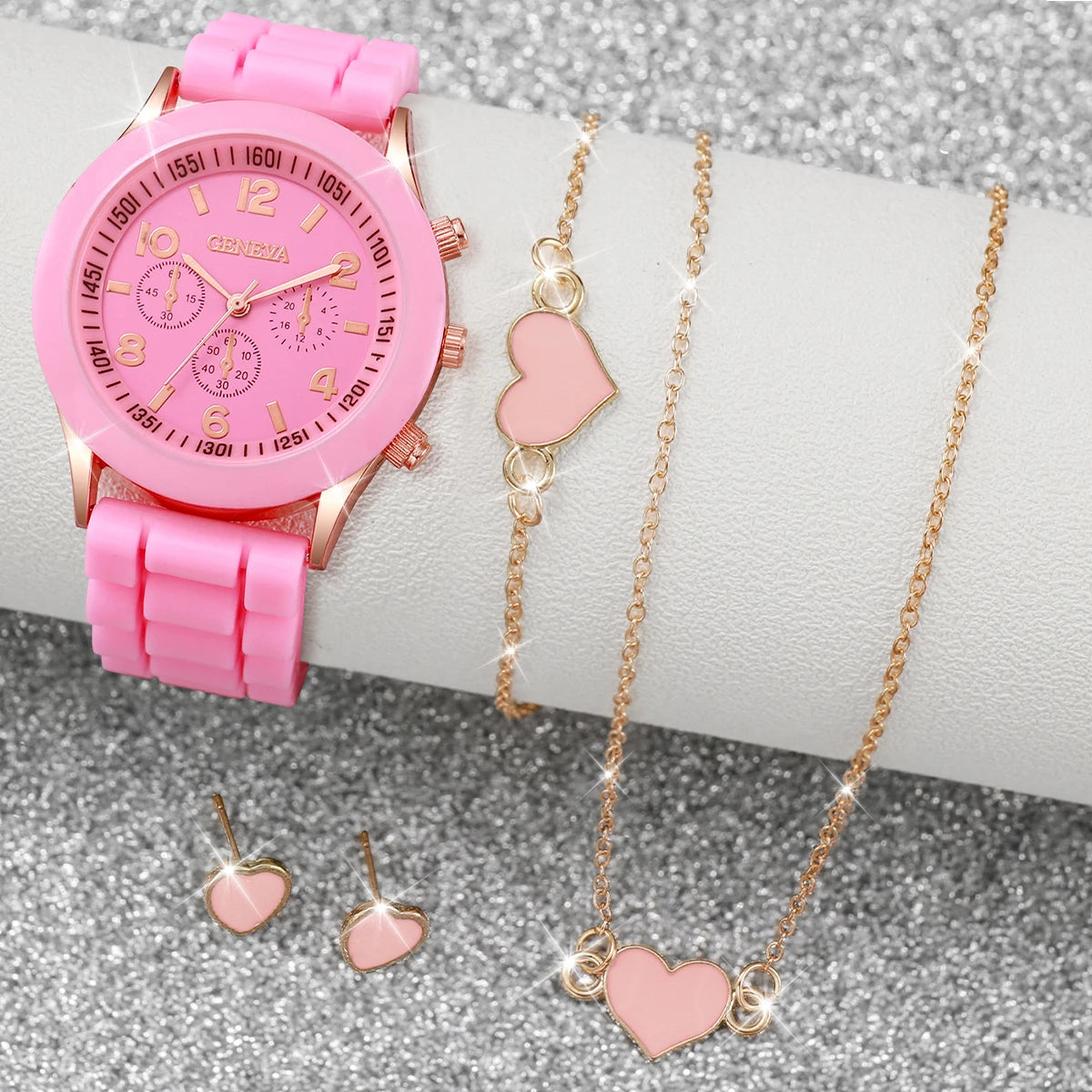Juego de relojes de cuarzo con correa de silicona para mujer, reloj de moda, regalo para niña, sin caja, 5 unidades, 6 unidades