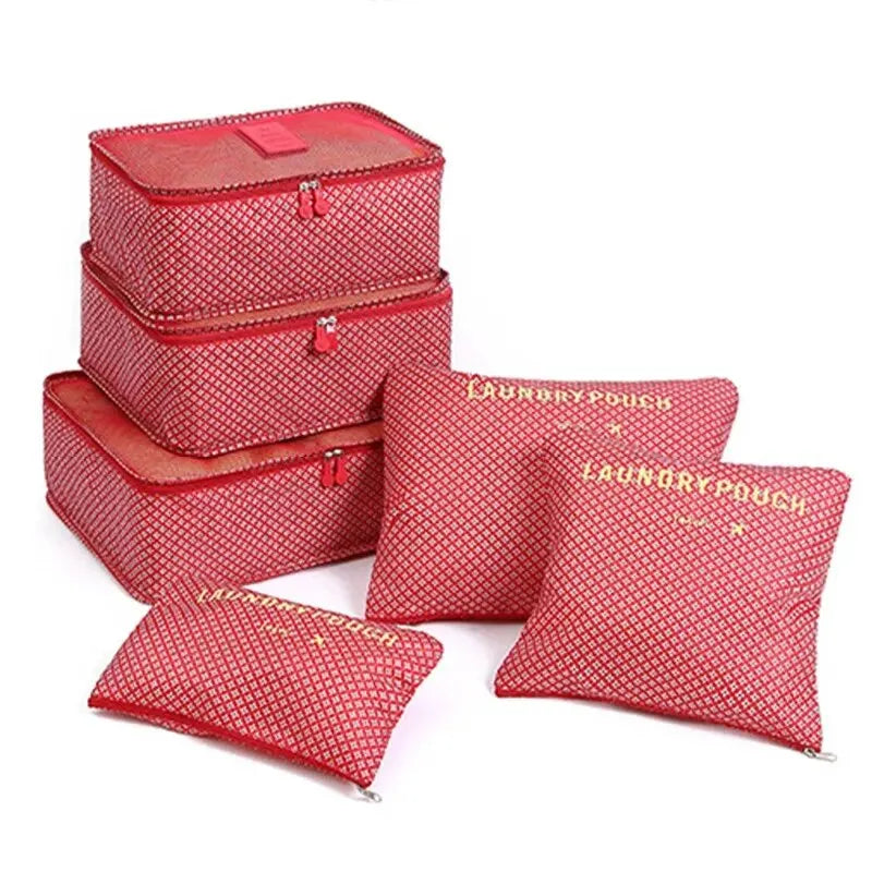 Organizador de viaje de gran tamaño, 6 piezas, maleta portátil, ropa, zapatos, neceser de maquillaje, organizador de equipaje, bolsa de almacenamiento de viaje