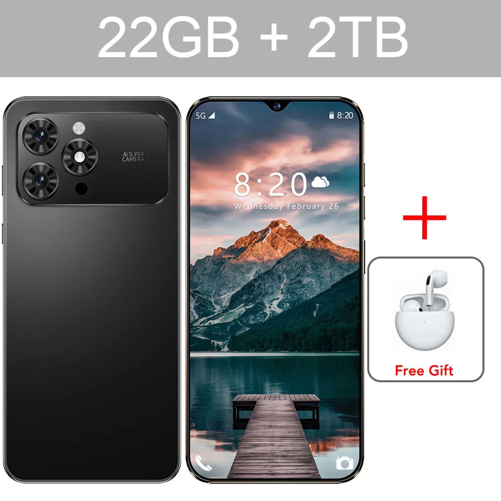 HOT i17 Pro Max téléphones portables 2026 nouveau Original 7.0HD 5G double carte double veille Smartphone 8000mAh Android 15 téléphones mobiles