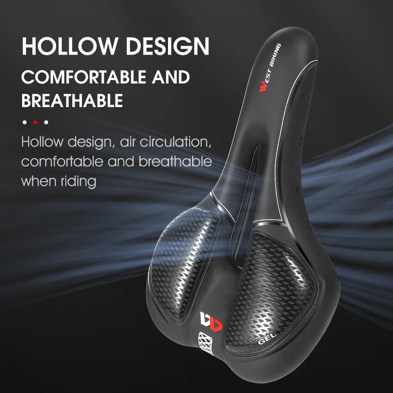 Selle vélo route et VTT en PU — respirante, souple, coussin ergonomique, course