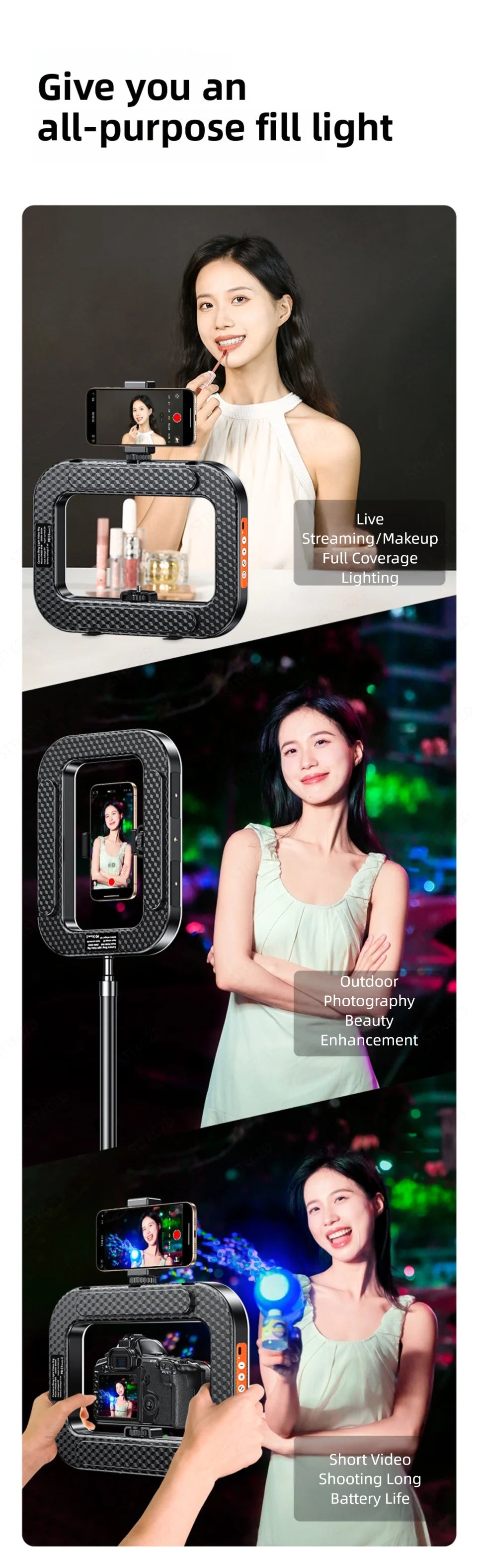 Anneau lumineux LED Portable, nouvelle lampe de photographie d'éclairage de Cage de lapin pour diffusion en direct Mobile, décoration lumineuse pour Selfie