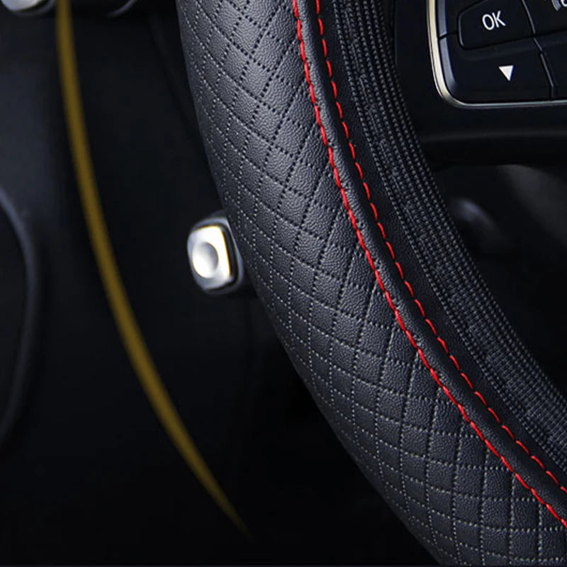SEAMETAL Funda de volante antideslizante transpirable de 37-39 CM, funda de dirección universal, protector de volante de cuero de microfibra