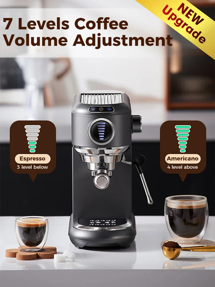 Cafelffe-Espresso Machine for Cappuccino, Semi-Automatic Stainless Steel Coffee Maker, ESE Pod, Powder Steam, Hot, Cold