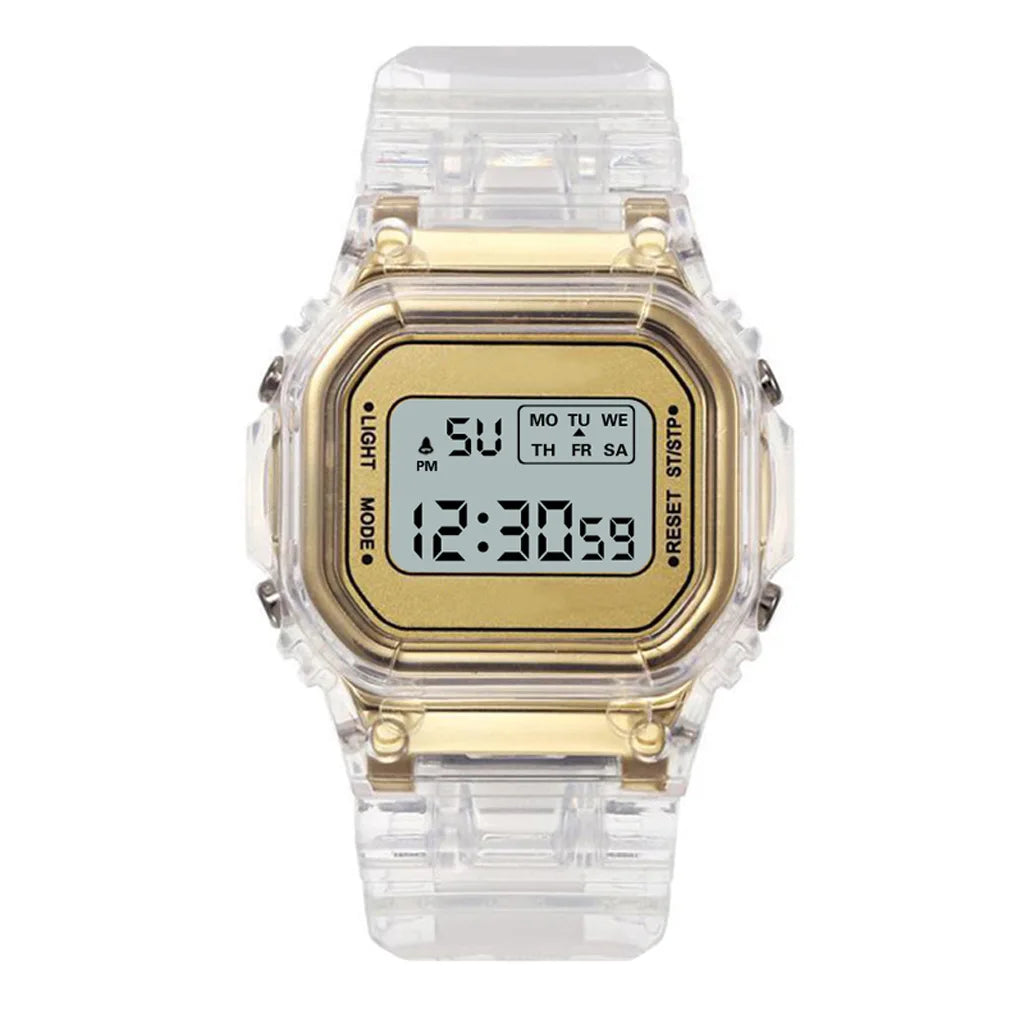 Mode enfants montre Simple LED montre numérique décontracté Transparent Sport montre électronique garçons filles horloge lumineuse montre enfant