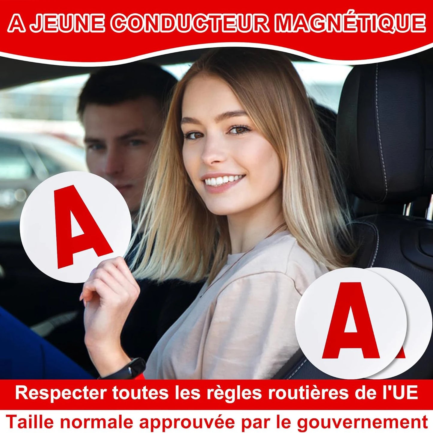 Magnetic Young Driver, 2 PCS Magnetic "A" Plate, Ø 15cm Car "A" Plate, To Be Affixed to the Vehicle, Magnetic Plate