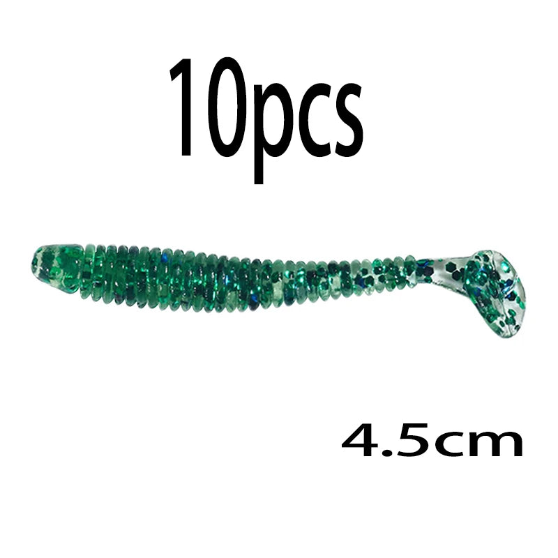 Hengjia 10-50pcs/lot 4.5CM Small Soft Silicone T-Tail Worm Swimbait Lure Fishing Tackle for Carp Black-bass Pike