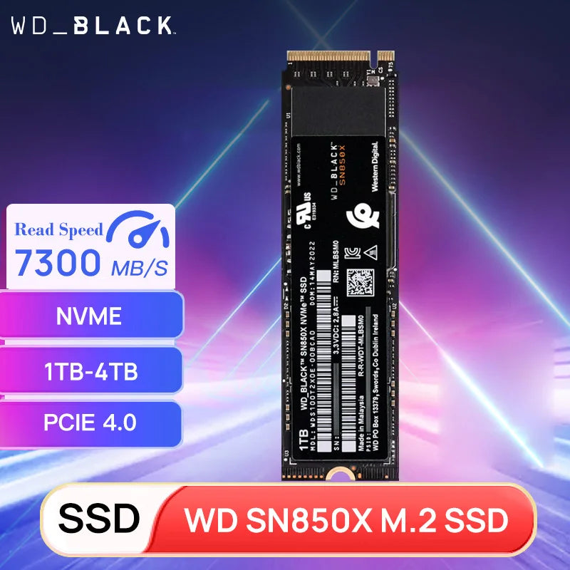 Western Digital SN850X 1 to 2 to 4 to WD_BLACK M.2 2280 NVMe PCIe Gen 4.0x4 SSD disques SSD pour ordinateur de jeu ordinateur portable PS5