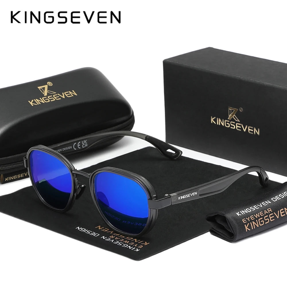 KINGSEVEN marque originale lunettes de soleil hommes polarisées UV400 luxe lunettes pour femme mâle extérieur cadre rond casual mode lunettes