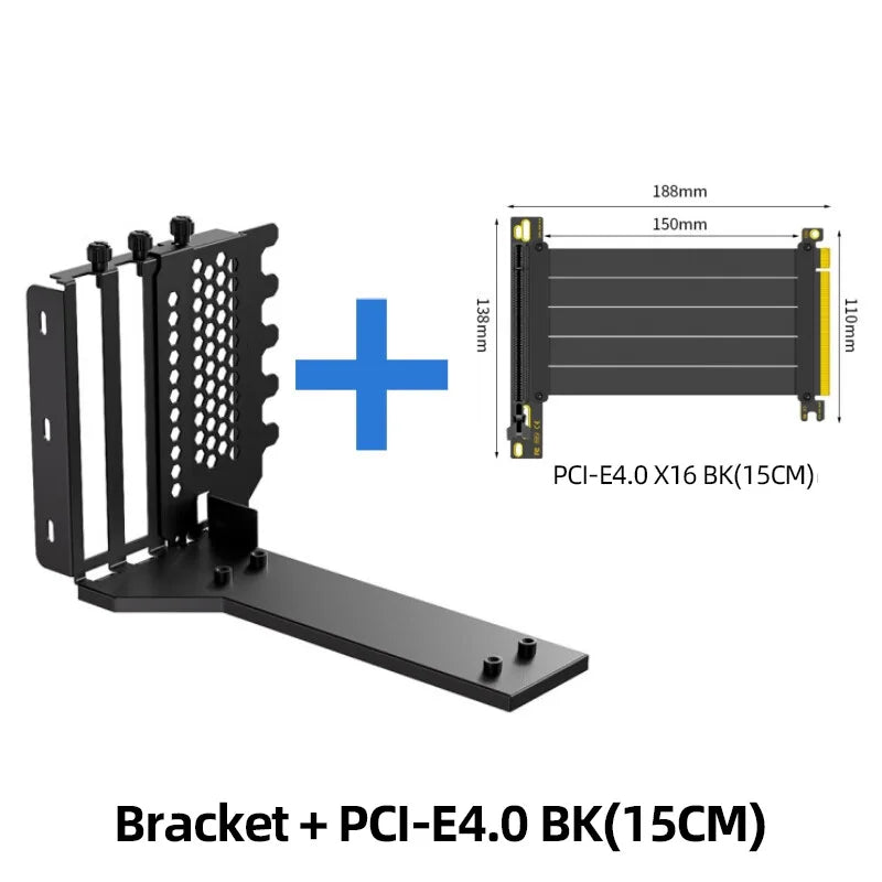 Teucer support de montage GPU Vertical support de carte graphique PC PCI-E 3.0/4.0x16 Anti-interférence Flexible 90 °   Câble d'extension