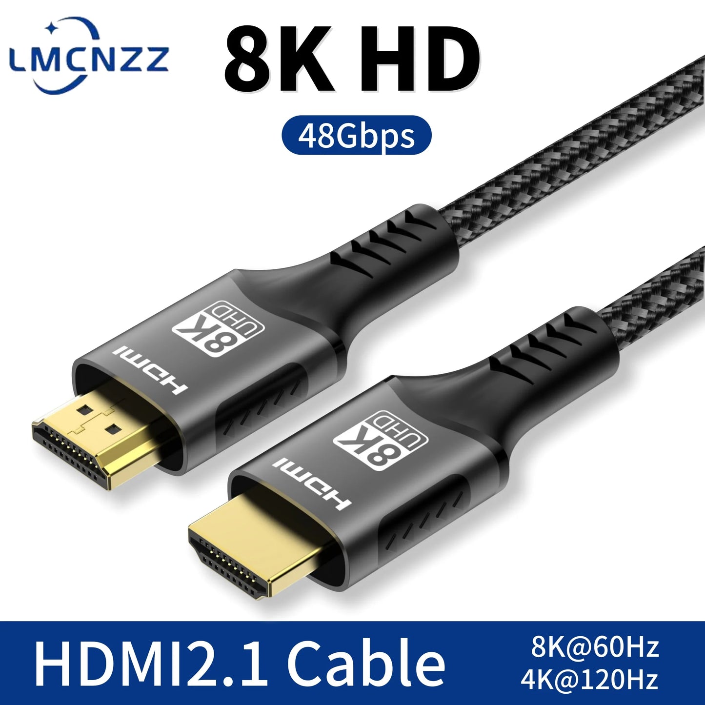 Câble HDTV 8K ultra rapide ultra haute définition, câble 4.92/9.84/16.4/ftHDTV 2.1, câble HDTV mâle à mâle, compatible