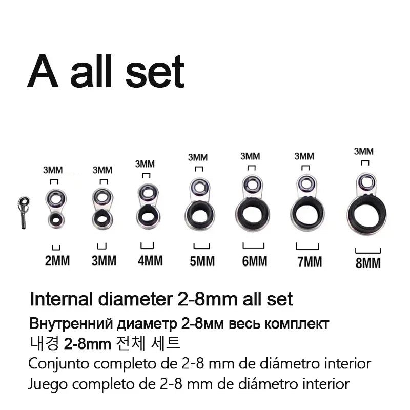 2mm-12mm tout ensemble diamètre roche canne à pêche Guides anneau réparation plusieurs tailles mer canne à pêche Guide anneaux rocky tige fil boucle