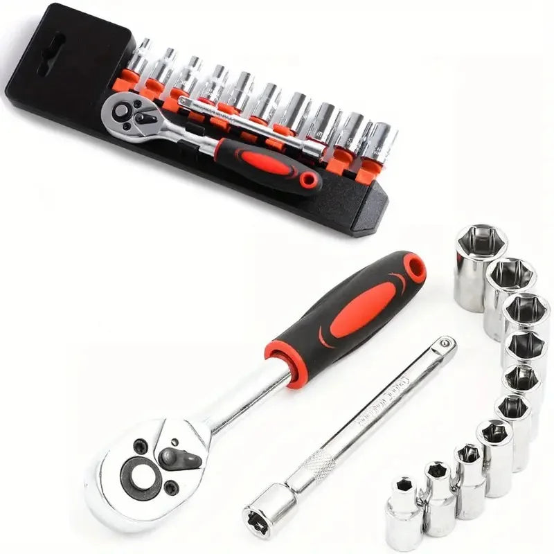 Juego de llaves de vaso mejorado, hardware para coche, barco, motocicleta, bicicleta, herramienta de reparación, llave de carraca corta, herramientas de reparación de automóviles, manual