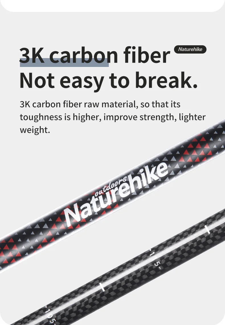 Naturehike baton de randonnée 2 pièces baton telescopique Fibre de carbone baton de marche randonnée léger accessoir randonnee Bâton d'escalade canne telescopique baton marche nordique carbone canne pliable randonnée
